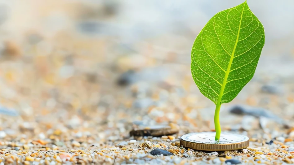 A leaf grows from a coin