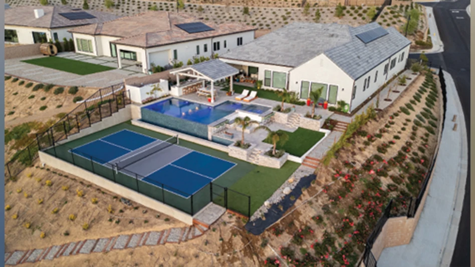 California home with pool, swim up bar and pickleball court