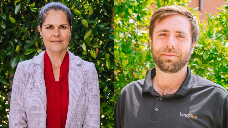 Katerina Villagomez (left) and John Colton Owsley both received promotions in LandCare's Southwest region